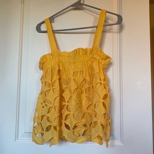 Yellow Eyelet Top